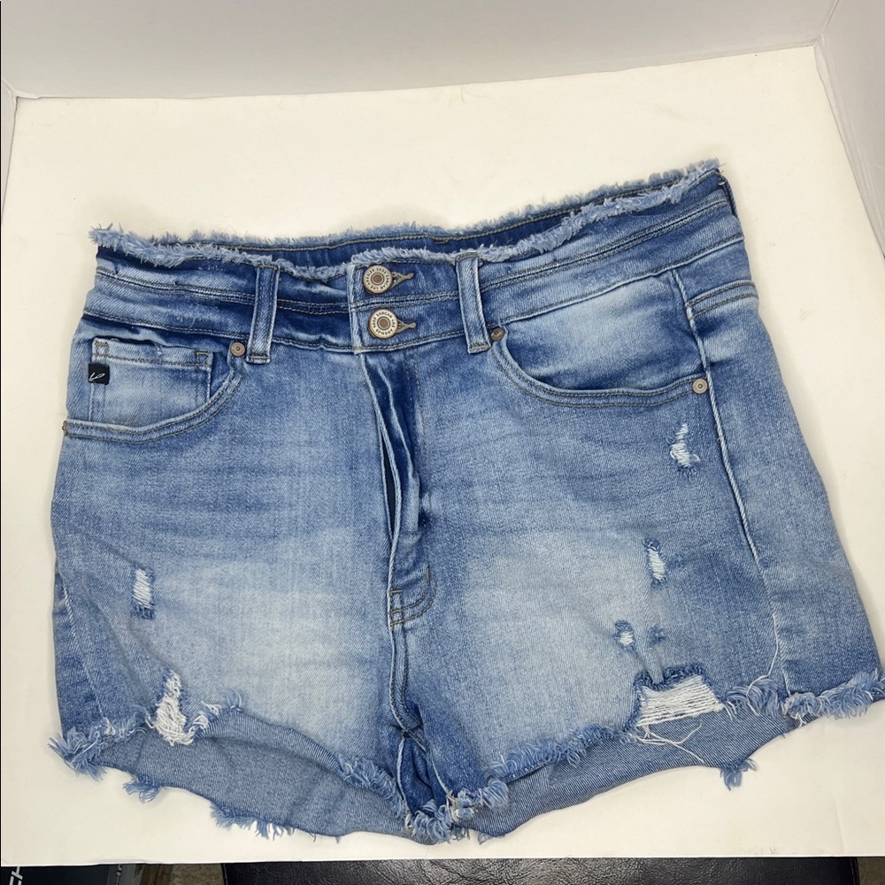KanCan Highrise Light BlueJean Distressed Shorts sz 30